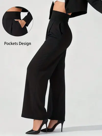 Weite Damen-Anzughose mit hohem Bund