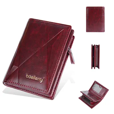 baellerry Men's Short Wallet, Zipper, Multi-Card Slots, Retro - 7