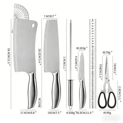 Edelstahl-Messer-Küchensatz mit Scheide - 5