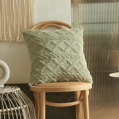 Amazon Plüsch Stereo Jacquard Kissenbezug optional Funktionen Sofakissenbezug Kissenbezug einfach geometrisches Quadrat Kissen - 8