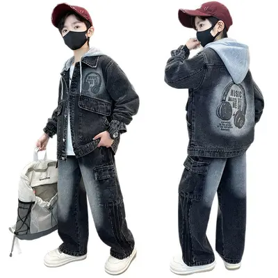 Frühlings-Jungen-Langarm-Zweiteiler-Set 2026, lockere Passform, Streetwear