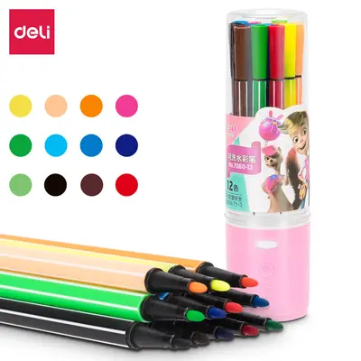 Deli 7060 yıkanabilir sulu boya kalemi seti - 7