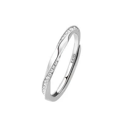 S999 Sterlingsilber Möbius Diamant Ring Doppel - 7