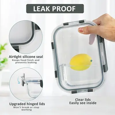 Grenzüberschreitender hitzebeständiger transparenter Lebensmittelbehälter, Lebensmittelqualität Lunchbox, rechteckige hochwertige Borosilikatglas-Lunchbox, Amazon.