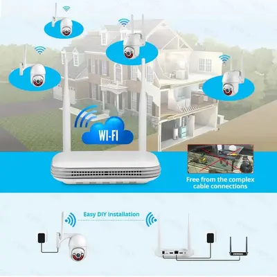 4 kanal WiFi kamerası kiti, 8MP, su geçirmez, gece görüşü - 3