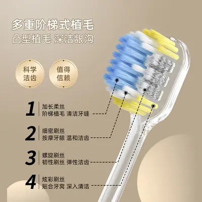 高档轻奢山型橄榄头凸面牙刷螺旋弹力软毛护龈成人家用牙刷