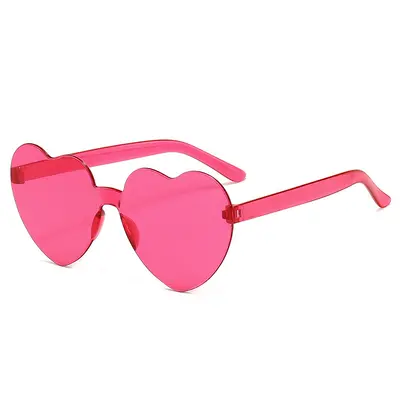 Herzförmige Bonbonfarben-Sonnenbrille, rahmenlos, einteilige Linse, Partymodell - 4