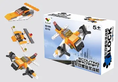 Shunlekang Building Blocks Transformable Engineering Vehicle Airplane Fire Truck Kids Toy - 9