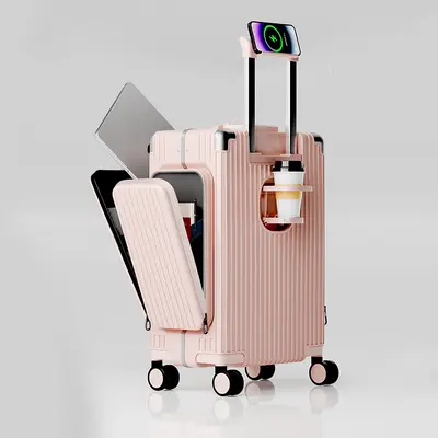 20 inch three-fold front-opening trolley suitcase, large capacity PC hardshell - 13