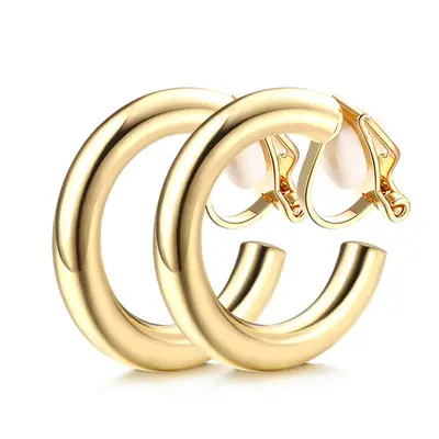 Geometric Painless Hollow Ear Clips, Non-Piercing Alloy Earrings