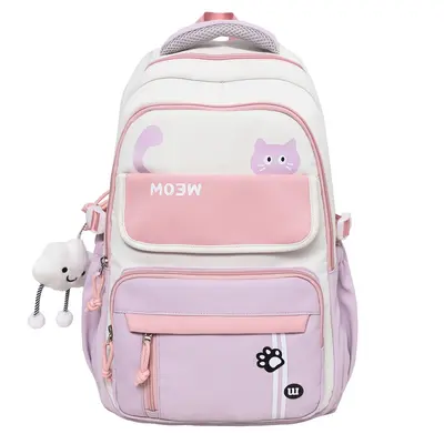 2025 Colour-Block School Backpack, Large Capacity - 6
