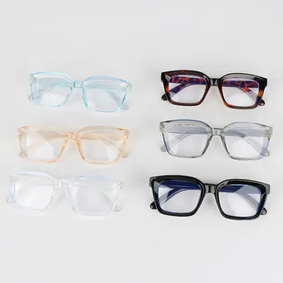 Women's Square Anti-Blue Light Glasses, Metal Stud, Transparent Frame
