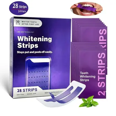 V34 Purple Teeth Whitening Strips, Yellowing Removal, Dry Strips - 8