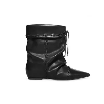 Women's Hidden-Heel Chelsea Boots with Laces, Vintage Western Style - 11