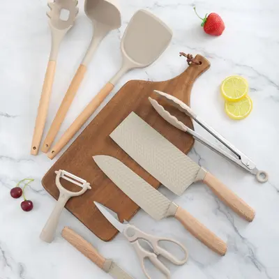 Stainless Steel Kitchen Knife Set with Spatula and Frying Turner