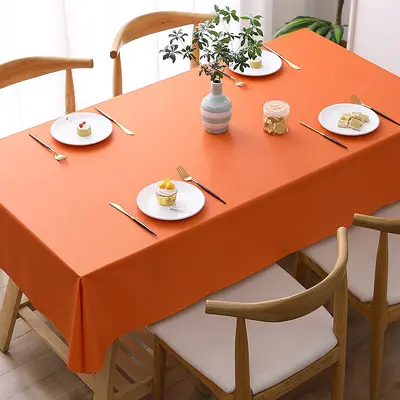 Waterproof PVC Tablecloth, Oil-Resistant, Solid Color, Rectangular and Round - 13