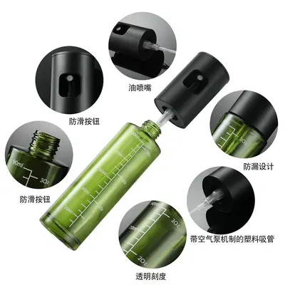 Light-Blocking Stainless Steel Glass Oil Sprayer Bottle, Press Atomizer, Food-Grade