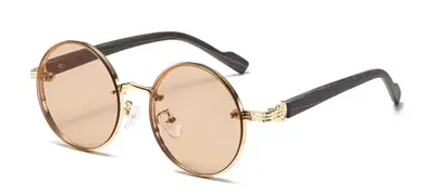 Unisex Classic Metal Round Frame Sunglasses, American Style - 8
