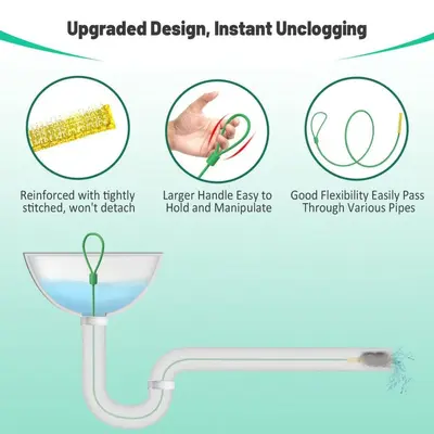 Drain Snake Hair Clearing Hook for Bathroom Pipes, Floor Drain and Kitchen Sink