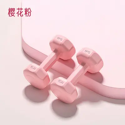 哑铃女士居家健身家用力量锻炼实心浸塑壶铃练臂初学者包胶小哑铃 - 7