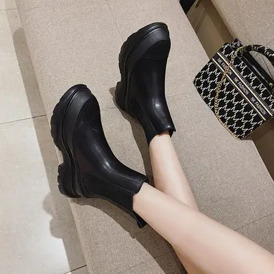 Women's Mid-Calf Smoke Tube Boots, Thick Sole, Sizes 32-34 and 41-44