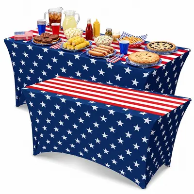 Weihnachts-Stretch-Tischdecke Cocktail-Tischhusse Hochzeits-Bankett Rechteck-Tischdecke wasserdicht und schmutzabweisend Milchseide-Tischdecke - 11
