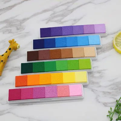 6 renkli mini mürekkep pedi seti, parmak izi ve DIY boyama