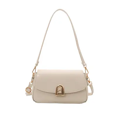 Textured Small Square Women's Bag with Locking Shoulder Strap - 7