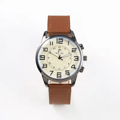 Personalized leather strap watch, simple and elegant men's watch, casual retro digital watch, student quartz watch - 8