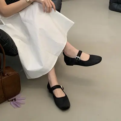 Satin Mary Jane Ballet Flats, 2026 Season, Retro Style