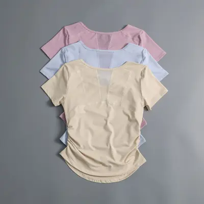 Women's Short Sleeve Quick-Dry Mesh Back Yoga Top - 4