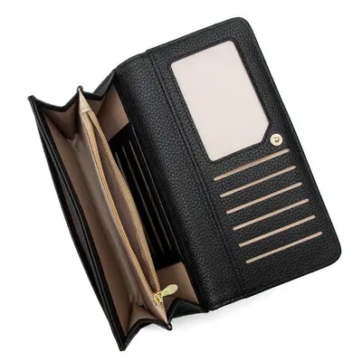 Women's Long Wallet, Lychee Pattern, Bi-Fold, Large Capacity with Coin Pocket - 5