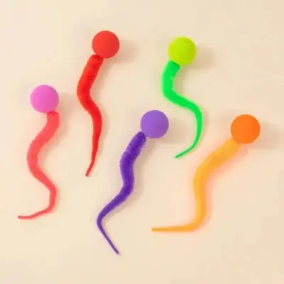 Cat Toy Fluffy Tail Rainbow Worm Elastic Ball, Self-Play - 4
