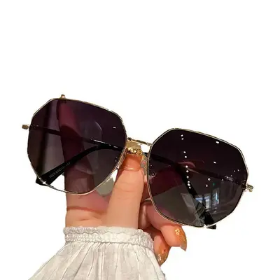 Oversized Unisex Metal Frame UV Protection Sunglasses - 5