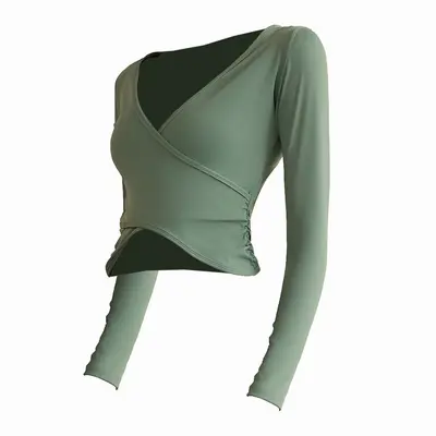 春季新款瑜伽服罩衫外穿显瘦运动健身长袖女透气显腰T恤普拉提训 - 7