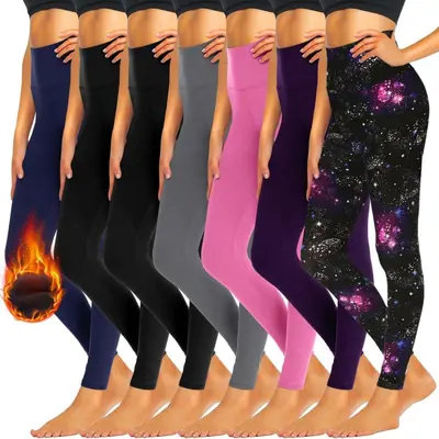 Damen-Leggings mit Fleece-Futter, hohe Taille, Winter-Yogahose - 5