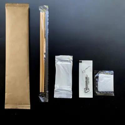 一次性筷子湿巾牙线手套四件套组合餐厅外卖餐具加粗21CM独立包装 - 8