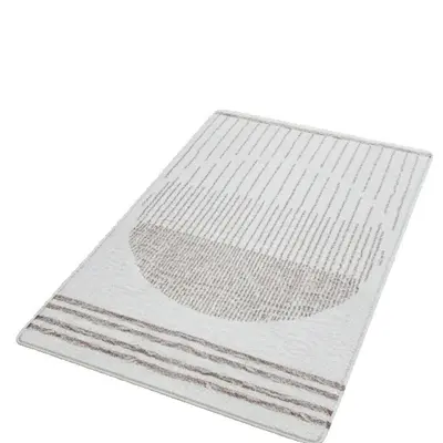 Faux Cashmere Striped Bath Mat with Anti-Slip Backing