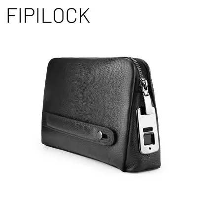 Herren-Handtasche aus echtem Leder mit Fingerabdruckschloss, diebstahlsicher - 6