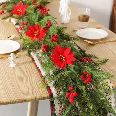 Weihnachtsgirlande als Partydekoration, 2 m künstliches Tannennadel-Grün