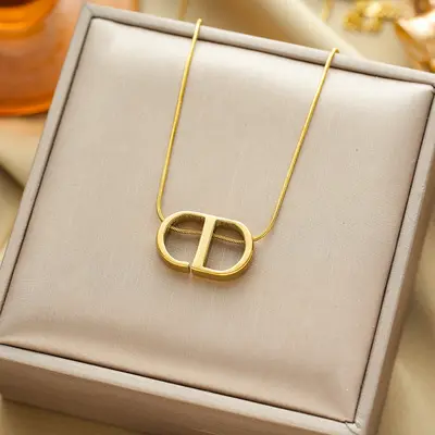 Cross-border Hot Sale Elegant and Personalized Women's Pure Titanium Steel Necklace with Electrolysis 18K Gold Clavicle Chain Necklace Jewelry Fadeless - 9