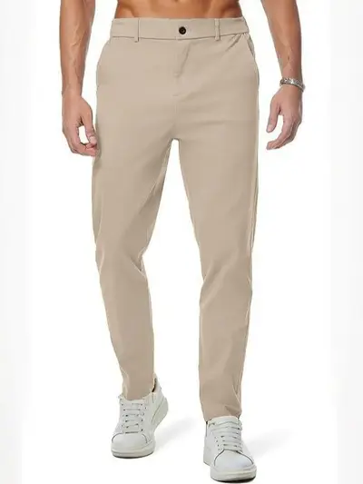 Plus Size Amazon Large Size Wrinkle-Resistant Trousers Long Pants Golf Men's Stretch Solid Color Work Business Formal Dress Pants