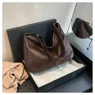 Women's Retro Solid Color Casual Shoulder Crossbody Bag - 8