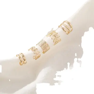 5-Piece Non-Pierced Ear Clip Set, Creative Simple Alloy Earrings