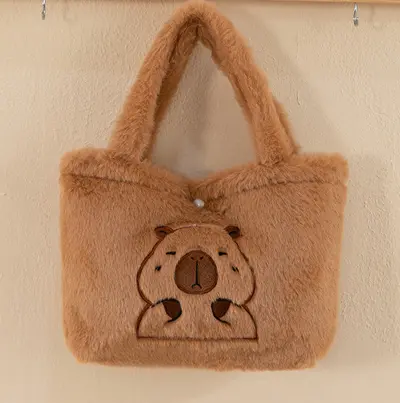 Capybara plush backpack, cute, fur design, student - 9
