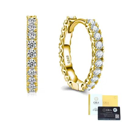 S925 Sterling Silver Moissanite Hoop Earrings, Simple Everyday Wear - 7