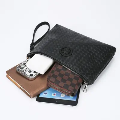 Мужская сумка-клатч Tiger Head 2023 New Woven Pattern с плетёным узором, деловой повседневный кошелёк, портативная ручная сумка, сумка для телефона для мужчин - 5
