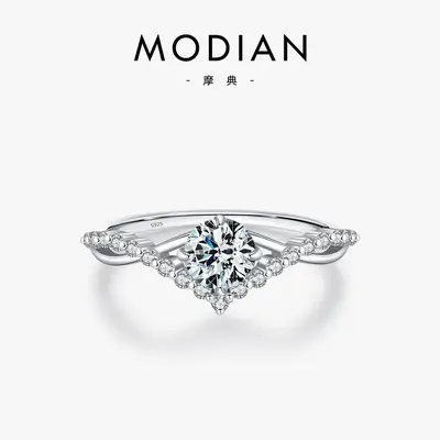 MODIAN 50-Karat Moissanit Krone Ring S925 Silber Damen