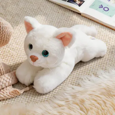 Sitting and Lying Cat Plush Toy, Tabby and Blue Cat Comfort Doll - 7