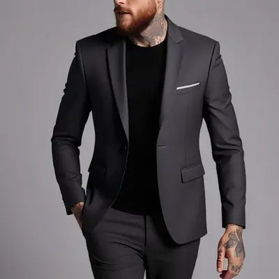Herren-Anzugjacke, Slim Fit, koreanischer Stil
